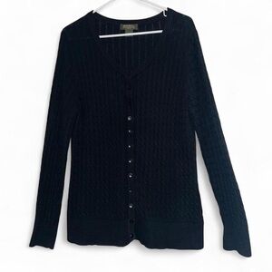 Eddie Bauer Cable Knit Cardigan Sweater XL 100% Cotton